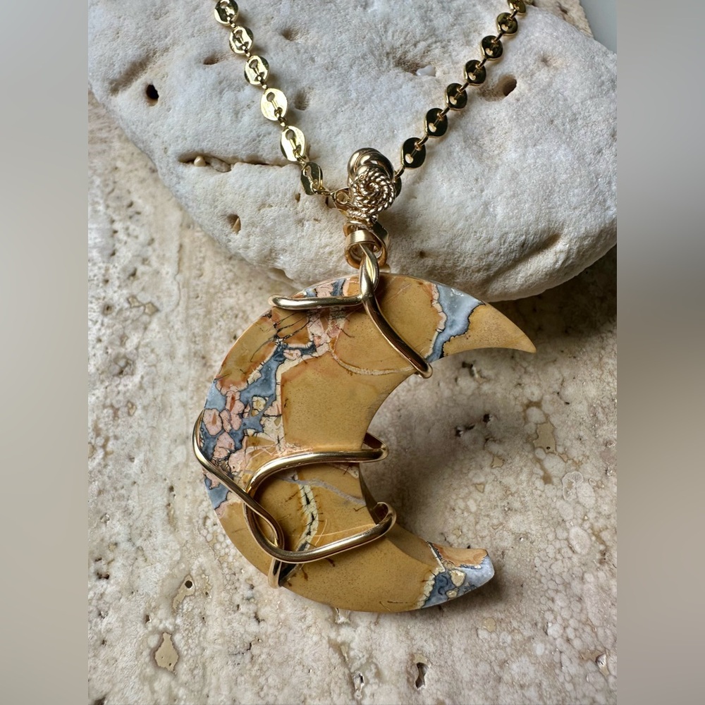 14k Gold Filled Maligano Jasper Stone Necklace Pendant